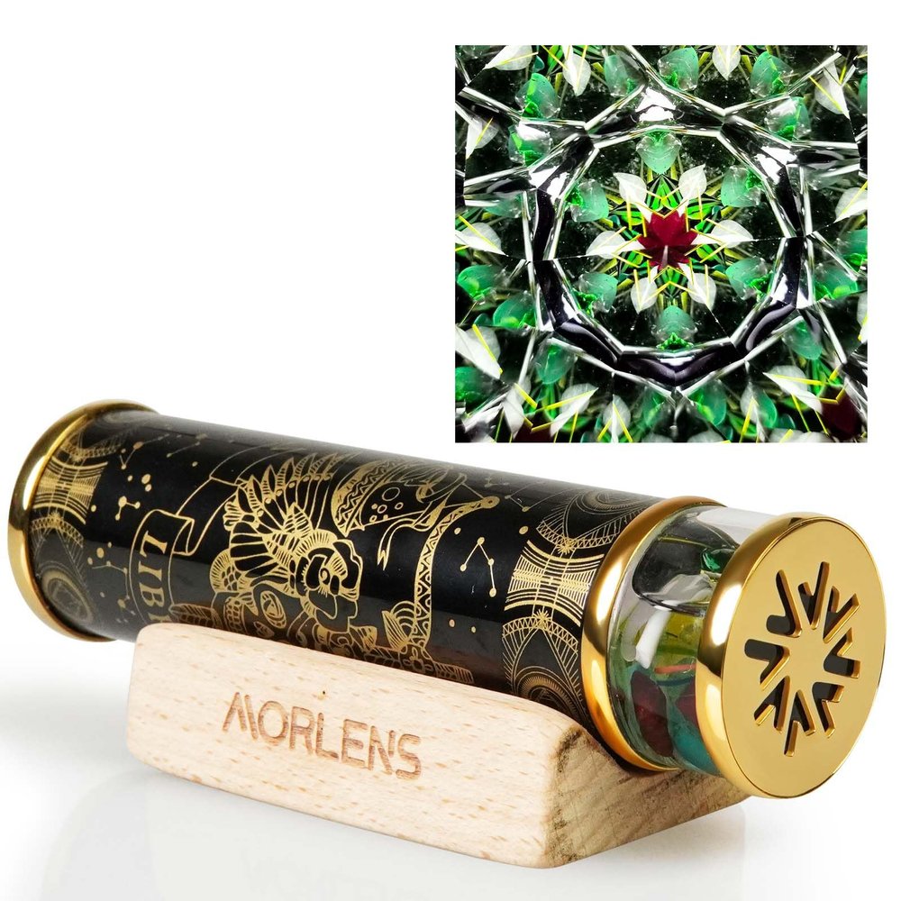 12 Constellations Libra Kaleidoscope,Handmade 4.25" Kaleidoscope,Green Ghost Crystals Healing Stones Gems Core Box,Gift Box,Anniversary Birthday Christmas New Year Valentine's Day Present Gift