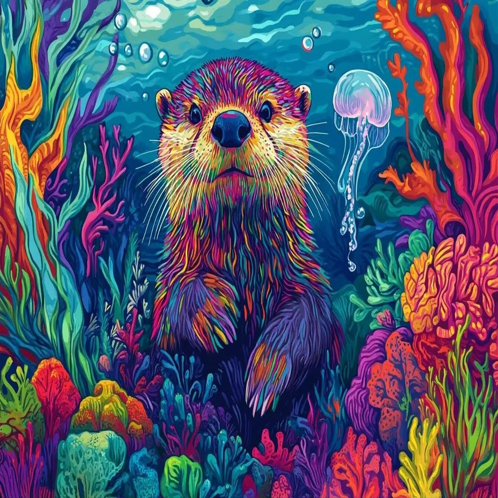 1000 Piece Adult Jigsaw Puzzle, Sea Otter and Jellyfish Adult Family Puzzle, Home Decor Gift