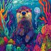 1000 Piece Adult Jigsaw Puzzle, Sea Otter and Jellyfish Adult Family Puzzle, Home Decor Gift view 1