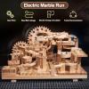 Losbenco Wooden Marble Run Electric Motorized, Electric Marble Run Brain Teaser Wooden Puzzles Building Toy with 46 Blocks and 23 Marbles, 3D Wooden Puzzles Kit for Adults and Kids to Build view 2