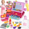 Dreamon Kids Cash Register Toy, Pretend Play Calculator Register Toys with Scanner, Apron, Credit Card, Play Food and Shopping Bag, Grocery Store Playset Preschool Gift for Kids Girls Age 3 4 5 6 7 view 1