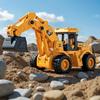 11" Excavator Toy, 1: 18 Scale, Rolling Wheels Inertia-Powered, HeavyDuty Plastic, with Lights & Rumbling Action, Working Boom & Bucket, Indoor/Outdoor Sandbox Vehicle for Ages3+ - Easter Gifts view 2