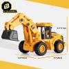 11" Excavator Toy, 1: 18 Scale, Rolling Wheels Inertia-Powered, HeavyDuty Plastic, with Lights & Rumbling Action, Working Boom & Bucket, Indoor/Outdoor Sandbox Vehicle for Ages3+ - Easter Gifts view 3