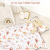 WINGHENLEE Toddler Nap Mat with Removable Pillow and Blanket, 1.1kg Extra Large Thick Rolled Napping Mat, Soft Sleeping Bag for Boys Girls, Slumber Bags for Daycare Preschool Kindergarden, Animal view 2