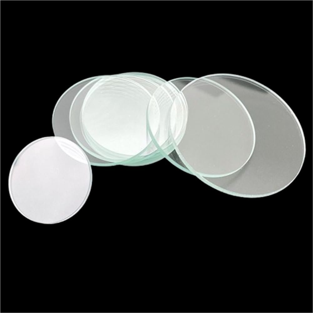 50pcs Transparent Round Flat Tempered Glass Lens, High Image Clarity Optical Lens Set, Dia 34 20mm Glass Lens(34 * 1.5mm)