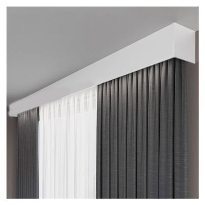 Curtain Track Blackout Aluminum Curtain Box, Single Track Side Mounted Curtain Box, Suitable for Decorating Living Room, Reliable Curtain Cloth(Natural,3.2meter)