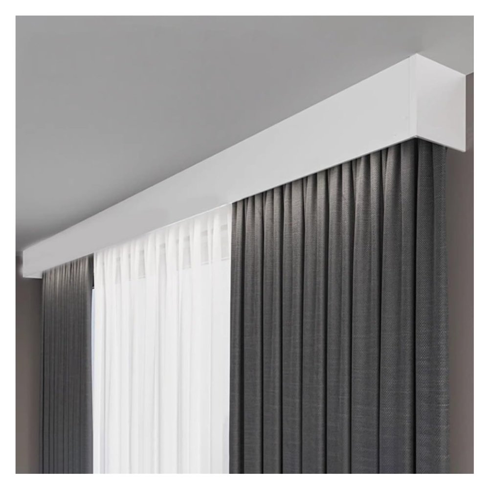 Curtain Track Blackout Aluminum Curtain Box, Single Track Side Mounted Curtain Box, Suitable for Decorating Living Room, Reliable Curtain Cloth(Gray,1meter)