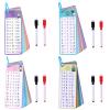 4 Pack/60pcs Multi Math Time Table Flash Cards, Include 8 Markers & 4 Binder Rings Subtraction Multiplication Division Flashcards Math Learning Tools for Beginners Kids view 1