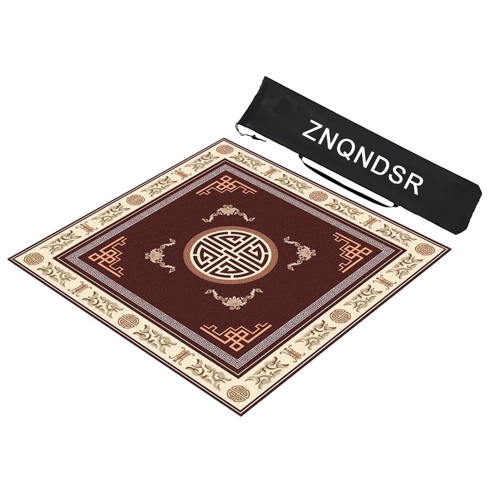 Square Mahjong Matching Game, Mahjong Table Mat for Mahjon Poker, Crystal Velvet Mahjong Game Mat(Brown,100cm/39in)