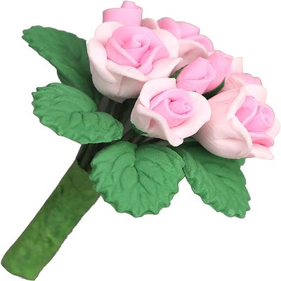 Pink 1:12 Scale Flowers Dollhouse Miniature Flowers Tiny Flowers Resin Mini Roses Artificial Flowers Mini Roses for Crafts, Small Flowers for Crafts Mini Flowers for Decoration (1.4 Inch)