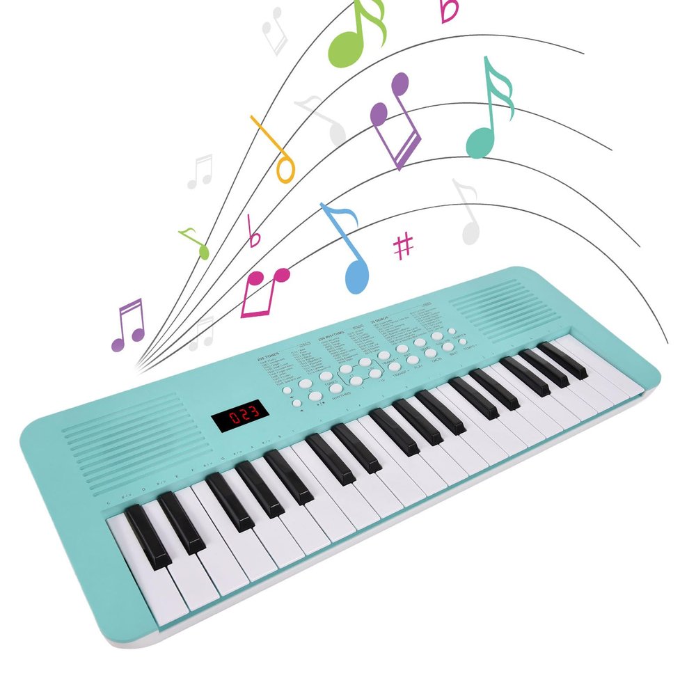 37 Key Electronic Keyboard for Kids, 200 Tones 200 Rhythms 35 Demos Multifunctional Digital Piano, Volume Control Portable Piano Keyboard Instrument with Microphone for Beginners