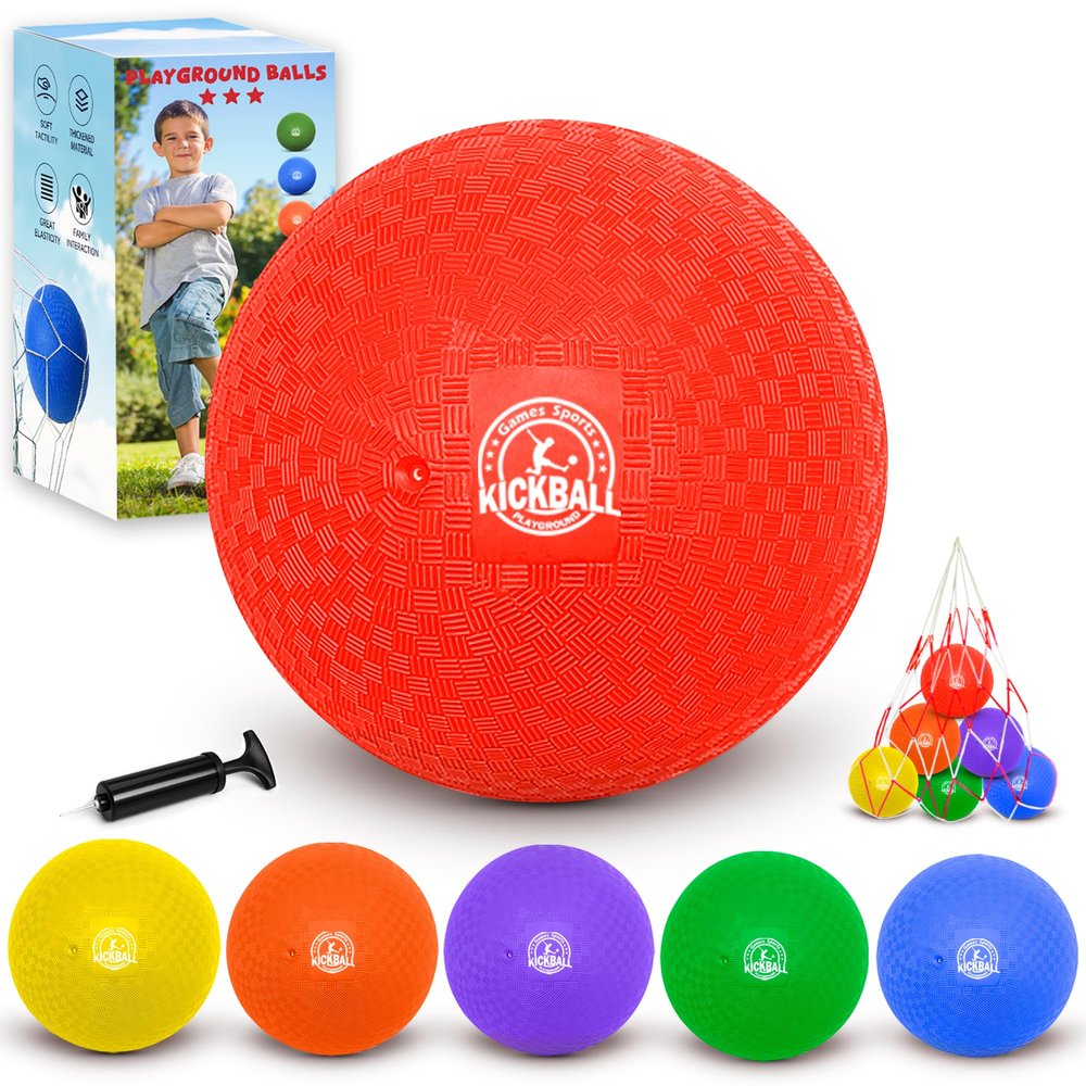 8.5 Inch Kickball Set, Dodgeballs 6 Pack,12 Pack,Playground Balls for Kids&Adults, Bouncy Balls Includes Pump and Storage Bag, Handball for Outdoor & Indoor Games, Boys and Girls Gift with Gift Box
