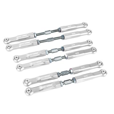 BeaxTurbo Racing Upgrade Parts Aluminum 7075 Front Rear&Steering Link Rod Kit for Losi 8IGHT-X Super Lasernut 1/6 (Silver)