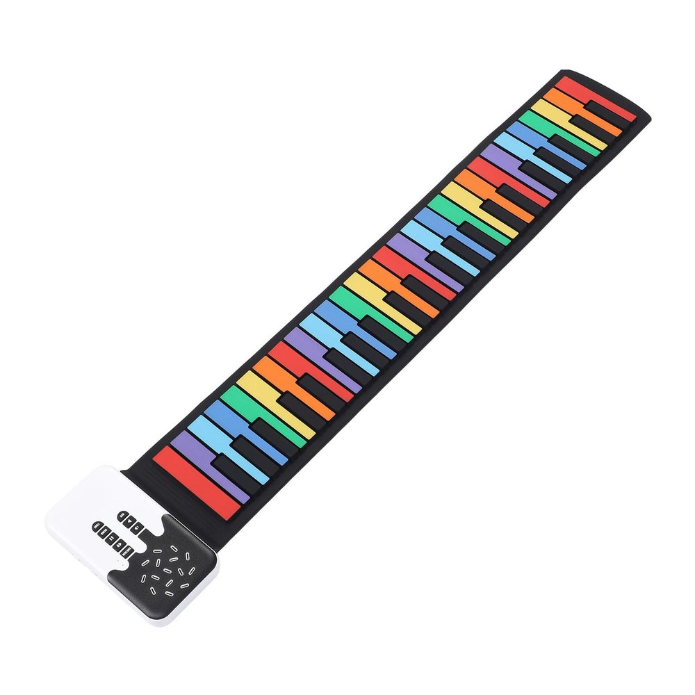 49 Keys Colorful Roll Up Piano Keyboard, 8 Tones and 6 Demo Songs, Portable Foldable Hand Roll Silicone Piano Pad Built in Speaker for Home Travel Kids Beginners