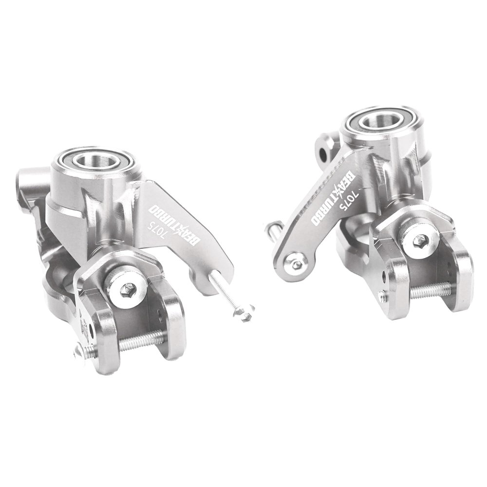 BeaxTurbo Racing Upgrade Parts CNC Aluminum #7075 Front Spindle Carrier Set for Losi 8IGHT-X Super Lasernut 1/6 (Silver)