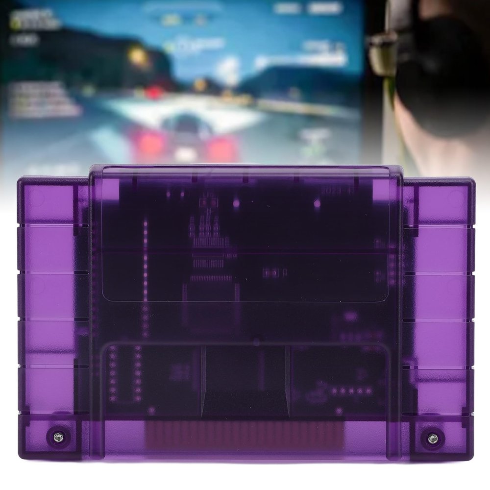 Classic Game Cartridge,3000 in 1 Game 8GB Memory Card and Support FAT16 FAT32, Automatic Save and Backup, for SNES Consoles US Version (Transparent Violet)