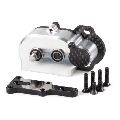 HooCrawler 1/10 RC Straight Axle Transmission 48Pitch Tiny Gearbox with Slidable Shim Ultralight for 1/10 RC Crawler Straight Axle Axial AR44 AR45 Vanquish F9 F10 LCG Chassis (Silver)