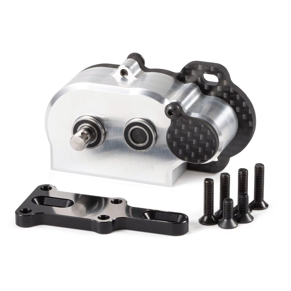 HooCrawler 1/10 RC Straight Axle Transmission 48Pitch Tiny Gearbox with Slidable Shim Ultralight for 1/10 RC Crawler Straight Axle Axial AR44 AR45 Vanquish F9 F10 LCG Chassis (Silver)