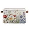 Kigai Wildflowers Storage Basket with Handles Waterproof Collapsible Storage Bin Canvas Fabric Basket Decorative Box Closet Organizer for Nursery Bedroom Office view 1