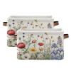 Kigai Wildflowers Storage Basket with Handles Waterproof Collapsible Storage Bin Canvas Fabric Basket Decorative Box Closet Organizer for Nursery Bedroom Office view 2