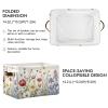 Kigai Wildflowers Storage Basket with Handles Waterproof Collapsible Storage Bin Canvas Fabric Basket Decorative Box Closet Organizer for Nursery Bedroom Office view 3