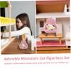 Peosaard Miniature Cat Figurines with Small Sofa,Cute Mini Cat,DIY Japanese Style Decorative Tiny Cats for Microlandscape Tabletop/Pinks view 4