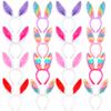 Cagemoga 16 Pack Easter Bunny Ear Headband Colorful Sequins Plush Rabbit Ears Headband Satin Bunny Ear Hair Hoop for Cosplay Easter Party view 1