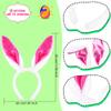 Cagemoga 16 Pack Easter Bunny Ear Headband Colorful Sequins Plush Rabbit Ears Headband Satin Bunny Ear Hair Hoop for Cosplay Easter Party view 2