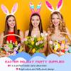 Cagemoga 16 Pack Easter Bunny Ear Headband Colorful Sequins Plush Rabbit Ears Headband Satin Bunny Ear Hair Hoop for Cosplay Easter Party view 4