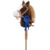 HollyHOME Stick Horse Plush with Detachable Blue Ribbon Champion Hobby Horse on Stick with Wood Wheels Real Pony Neighing for Kids Toddlers Chocolate 36 Inches(AA Batteries Required) view 1
