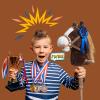 HollyHOME Stick Horse Plush with Detachable Blue Ribbon Champion Hobby Horse on Stick with Wood Wheels Real Pony Neighing for Kids Toddlers Chocolate 36 Inches(AA Batteries Required) view 2