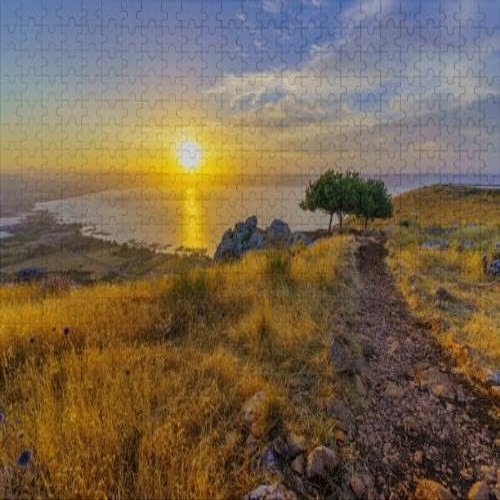 1000Pcs Wooden Jigsaw Puzzle for Adults Sunrise View The Sea Galilee from Mount Challenging Puzzle Jigsaw Puzzle for Adult Family Holiday Puzzle