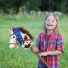 HollyHOME Stick Horse Plush with Detachable Blue Ribbon Champion Hobby Horse on Stick with Wood Wheels Real Pony Neighing for Kids Toddlers Appaloosa 36 Inches(AA Batteries Required) view 4
