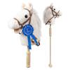 HollyHOME Stick Horse Plush with Detachable Blue Ribbon Champion Hobby Horse on Stick with Wood Wheels Real Pony Neighing and Galloping Sounds for Kids Toddlers White 36 Inches(AA Batteries Required) view 1