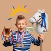 HollyHOME Stick Horse Plush with Detachable Blue Ribbon Champion Hobby Horse on Stick with Wood Wheels Real Pony Neighing and Galloping Sounds for Kids Toddlers White 36 Inches(AA Batteries Required) view 2
