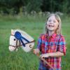 HollyHOME Stick Horse Plush with Detachable Blue Ribbon Champion Hobby Horse on Stick with Wood Wheels Real Pony Neighing and Galloping Sounds for Kids Toddlers White 36 Inches(AA Batteries Required) view 4