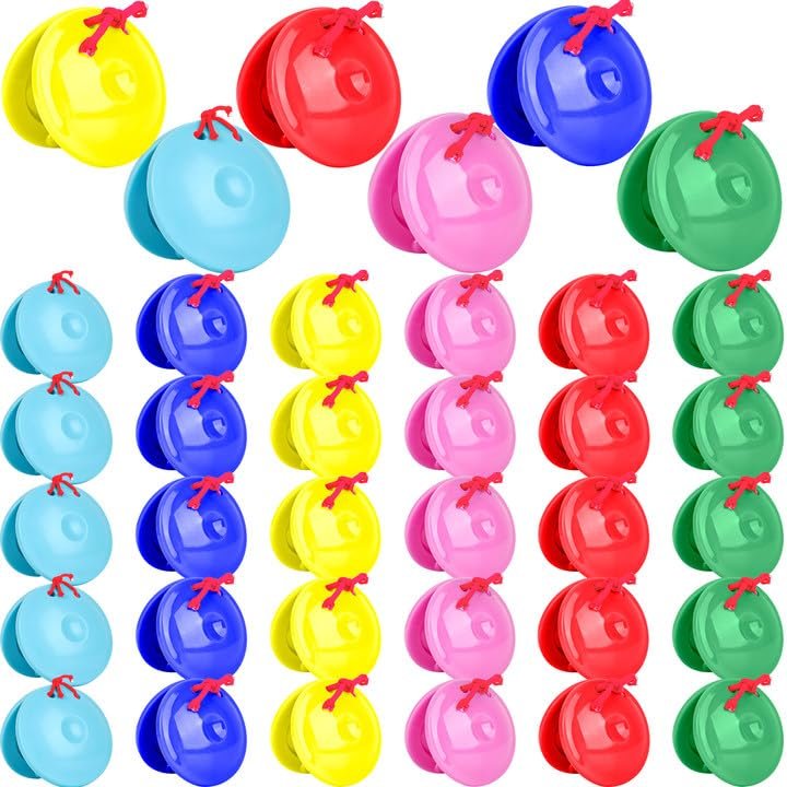 36 Pack Colorful Plastic Fingers Castanets Multicolor Plastic Hand Fingers Castanets Bulk Castanet Instrument Toys for Early Education Percussion Instruments