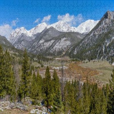 1000Pcs Wooden Jigsaw Puzzle for Adults Spring at Rocky Mountain National Park A Panoramic View Rocky Mountain Challenging Puzzle Jigsaw Puzzle for Adult Family Holiday Puzzle