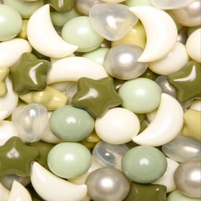 TRENDPLAY Star Ball Pit Balls 100-Piece Set: Vibrant Mix of Shapes - Mix Stars Shapes for Kids, Perfect for Parties, Playtime (Cream Sage Green)