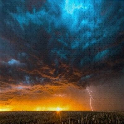 1000Pcs Wooden Jigsaw Puzzle for Adults Large Strike at Dusk Tornado Alley Challenging Puzzle Jigsaw Puzzle for Adult Family Holiday Puzzle