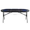 Happybuy 8-Player Foldable Poker Table, 72" Oval Leisure Table with Padded Rails & Stainless Steel Cup Holders for Blackjack & Texas Holdem, Portable Folding Card Game Board, Blue view 1
