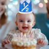 Alianzeo Half Birthday Crown - Blue Glitter Party Hat for Baby Girl or Boy, 6 Month Birthday Decoration view 4
