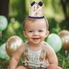 Alainzeo Half Birthday Party Crown, 1/2 Golden Party Hat for Baby Girl or Boy, Glitter Crown hat for 6 Month baby Birthday Decoration, Party Photo Prop (Glitter Golden and Navy Blue) view 4