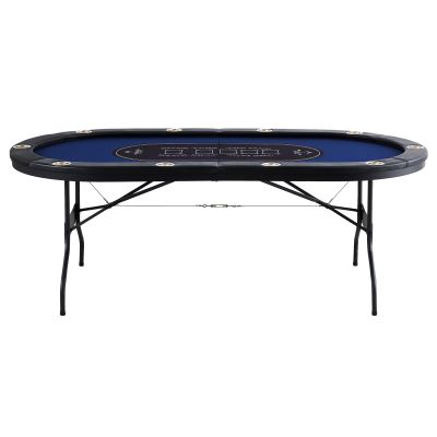 Happybuy 10 Player Foldable Poker Table, 84" Oval Card Table with Padded Rails & Stainless Steel Cup Holders, Portable Blackjack & Texas Hold'em Game Table