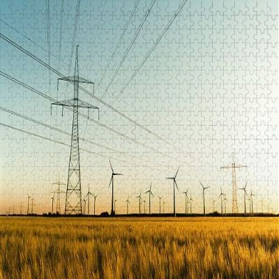 1000Pcs Wooden Jigsaw Puzzle for Adults Power Poles and Wind Turbines Autumn Sunlight Challenging Puzzle Jigsaw Puzzle for Adult Family Holiday Puzzle