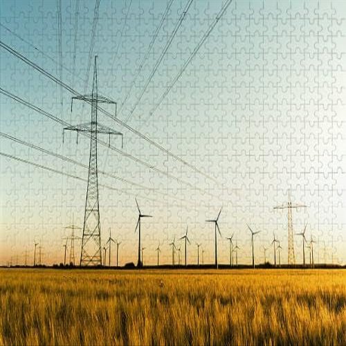 1000Pcs Wooden Jigsaw Puzzle for Adults Power Poles and Wind Turbines Autumn Sunlight Challenging Puzzle Jigsaw Puzzle for Adult Family Holiday Puzzle