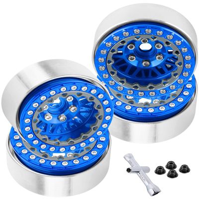 BRCatWPark RC 1.9 Wheel Rims for 1/10 SCX10 SCX10 II 90046 SCX10 III AXI03007 SCX10 Pro TRX4 TRX6 Gen7/8 D90 VS4-10 MST CFX RC Crawler Car,4pcs Aluminum 1.9 Wheel Rims,Navy Blue