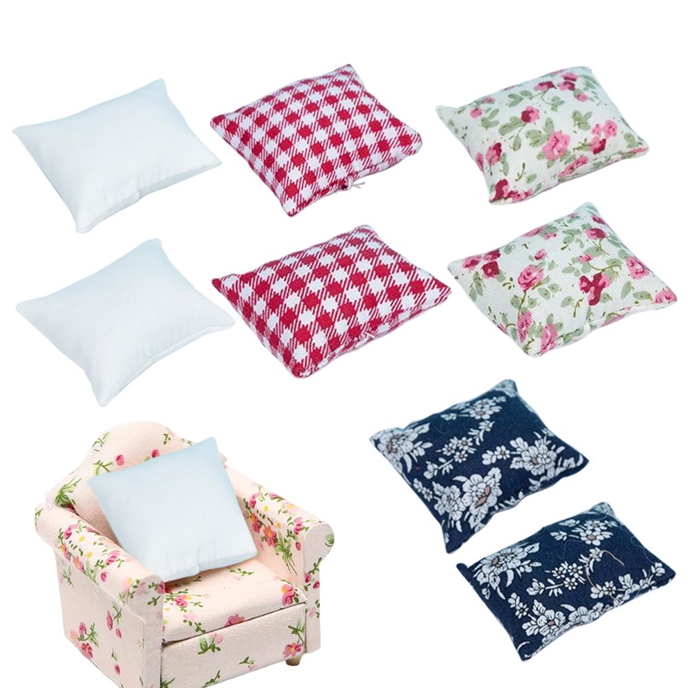 8pcs Dollhouse Pillow, 1:12 Dollhouse Miniature Pillow Mini Simulated Dollhouse Sofa Pillows Miniature Furniture Model for Doll House Accessories Miniature Throw Pillow