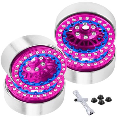 BRCatWPark RC 1.9 Wheel Rims for 1/10 SCX10 SCX10 II 90046 SCX10 III AXI03007 SCX10 Pro TRX4 TRX6 Gen7/8 D90 VS4-10 MST CFX RC Crawler Car,4pcs Aluminum 1.9 Wheel Rims,Pink