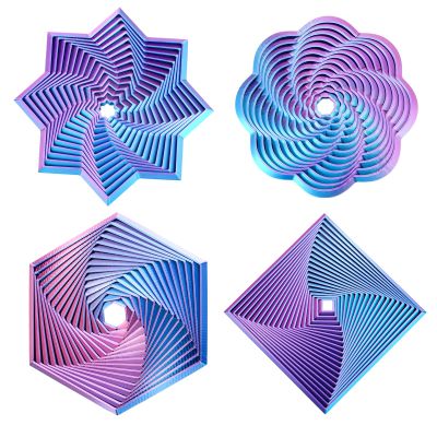 4 Pcs Fractal Fidget Hexagon,3D Printed Stress Relief Sensory Toys for ADHD,Autism,Kids&Adults,Whirling Spiral Design,Colorful Fidget Toy,Perfect for Holiday,Christmas,Birthday Gifts (Light Purple)